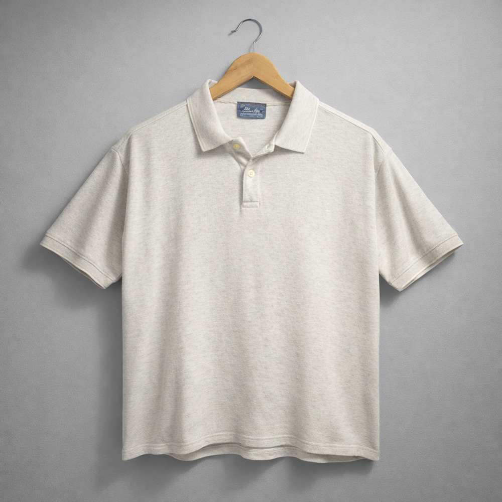 Pier Connection Ribbed Knit Heather Gray Polo Shirt Soft Texture Style Casual XL